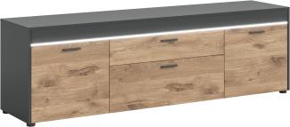 TV-Lowboard Danio in grau und Eiche mit LED 185 cm