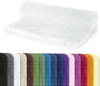 Spirella Badteppich Badematte Duschvorleger Mikrofaser Hochflor | flauschig | rutschhemmend | geeignet für Fußbodenheizung | 55x65 cm | Weiß