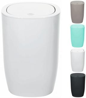 Spirella Design Kosmetikeimer "Pure" Treteimer Schwingdeckeleimer Abfallbehälter mit Schwingdeckel 5 Liter (ØxH): 17 x 25 cm Weiß