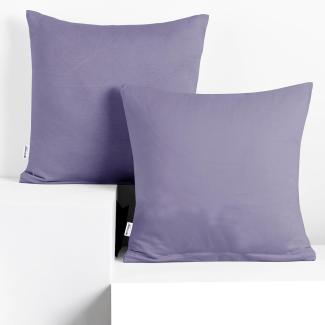 DecoKing 2 Kissenbezüge 50x50 cm Jersey Baumwolle Reißverschluss Lavendel Amber