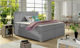 Stylefy Neptune Boxspringbett Hellgrau Strukturstoff INARI 160x200 cm