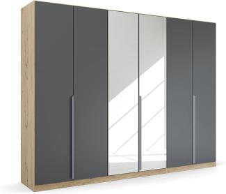 Kleiderschrank Drehtürenschrank Dark&Wood | 6-türig | mit Spiegeltüren | grau metallic / Eiche Artisan | 271x210