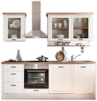 JASMIN Moderne Küchenzeile ohne Elektrogeräte in Pinie hell, Artisan Eiche Optik - Geräumige Einbauküche im Landhausstil - 235 x 216,5 x 60 cm (B/H/T)