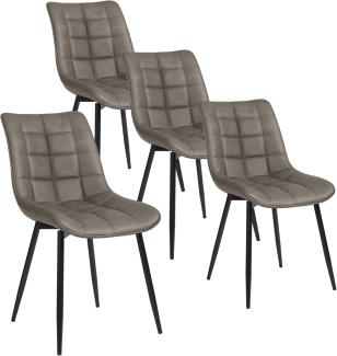 WOLTU 4 x Esszimmerstühle 4er Set Esszimmerstuhl Küchenstuhl Polsterstuhl Design Stuhl mit Rückenlehne, mit Sitzfläche aus Kunstleder, Gestell aus Metall, Dunkelgrau, BH207dgr-4