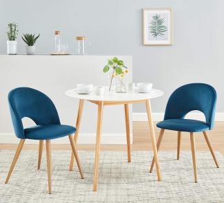 BAÏTA Eugenie, 2er Set Stühle aus blauem Samt, H77cm
