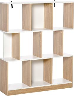 HOMCOM Bücherregal Standregal Büroregal Aktenregal für Büro Wohnzimmer Arbeitszimmer Spanplatte Natur+Weiß 100 x 24 x 124 cm