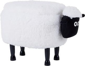 Hocker Felloptik mit Stauraum Weiß Schafhocker SHEEP