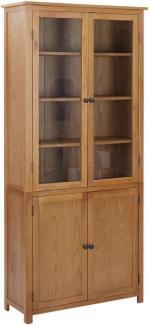 vidaXL Bücherschrank mit 4 Türen 90x35x200 cm Eiche Massivholz & Glas