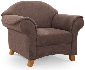 Cavadore Sessel Maifayr mit Federkern / Moderner Lounge-Sessel im Landhausstil mit Holzfüßen / 109 x 90 x 90 / braun