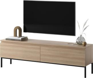 Selsey Bemmi TV-Lowboard TV-Schrank, Lindberg Eiche mit schwarzen Metallbeinen, 150 cm