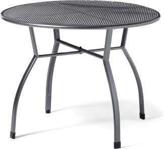 greemotion Gartentisch Toulouse rund, Ø ca. 100 cm, pflegeleichter Tisch aus kunststoffummanteltem Stahl, Esstisch mit Niveauregulierung, eisengrau, 100 x 100 x 72 cm, 100 cm l x 100 cm b x 72 cm h