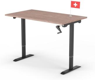 manuell höhenverstellbarer Schreibtisch EASY 140 x 80 cm - Gestell Schwarz, Platte Walnuss