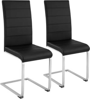 TecTake 800451 2er Set Esszimmerstuhl, Kunstleder Stuhl mit hoher Rückenlehne, Schwingstuhl mit ergonomisch geformter Rückenlehne (2er Set schwarz | Nr. 402549)