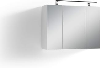 byLIVING Spiegelschrank SPREE/Korpus matt weiß mit Spiegeltüren/Hängeschrank mit Soft-Close-Funktion/Inklusive LED-Beleuchtung/Badschrank mit Stecker- und Schalterdose/B 80, H 60, T 20 cm, 93630