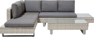 Lounge Set Rattan beige 5-Sitzer modular Auflagen grau LANCIANO