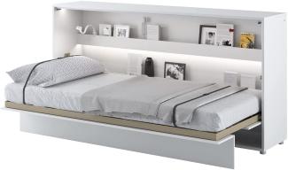 MEBLINI Schrankbett Bed Concept - Wandbett mit Lattenrost - Klappbett mit Schrank - Wandklappbett - Murphy Bed - Bettschrank - BC-06 - 90x200cm Horizontal - Weiß Matt mit Matratze