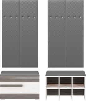 Garderoben-Set "Blanco" Flurgarderobe 6-teilig Pinie weiß grau MDF