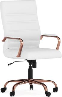 Flash Furniture Chefsessel, Leder Kunstleder Metall Chrom Schaumstoff Nickel, Weiß/Rotgold, High Back