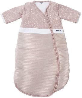 Gesslein 772212 Bubou Babyschlafsack mit abnehmbaren Ärmeln: Temperaturregulierender Ganzjahreschlafsack für Baby / Kinder Größe 90 cm, gestreift und Punkte rosé/weiß, rosa