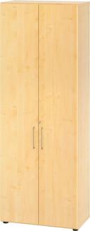 bümö® smart Aktenschrank abschließbar aus Holz | Büroschrank für Aktenordner | Büro Schrank System für Ordner | Flügeltürenschrank inkl. Einlegeböden (Ahorn, 6 Ordnerhöhen)