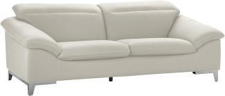Mivano Ledersofa Teresa, Moderne 3-Sitzer Couch mit verstellbaren Kopfstützen, 235 x 84 x 109, Kunstleder Weiß