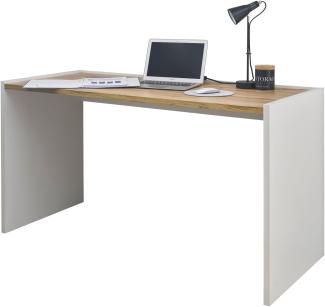 Schreibtisch Center in weiß und Eiche Wotan 143 x 62 cm