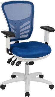Flash Furniture Bürostuhl, Plastik, Blauer Netzstoff, weißer Rahmen, 68. 58 x 64. 77 x 112. 4 cm
