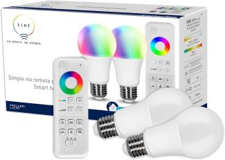 Tint LED Starter-Set white+color mit Fernbedienung weiß Birnenform E27 9,5 W. - tint