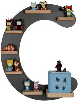 MR TEDDY BEAR Kinderregal Buchstabe C | Holzregal für Toniebox und Tonies | Tonie-Regal hergestellt in der EU | Wandregal zum Spielen und Sammeln | Für Mädchen und Jungen | im C Design in Anthrazit