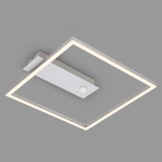 BRILONER - LED Deckenlampe Frame, LED Deckenleuchte mit warmweißer Lichtfarbe, Lampe mit Sensor, Wohnzimmerlampe, Schlafzimmerlampe, 320x300x50 mm (LxBxH), Aluminiumfarbig