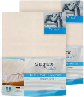 SETEX Molton Matratzenschutz, Doppelpack, 100 x 200 cm, Eckgummis, Matratzenschoner aus 100 % Baumwolle, Basic, Naturfarben
