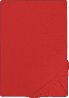 Biberna Jersey-Stretch Spannbettlaken Spannbetttuch 90x200 cm - 100x200 cm Rot