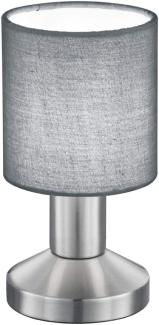 Klassische kleine Tischlampe GARDA mit Stoffschirm Grau - Touchfunktion Ein/Aus