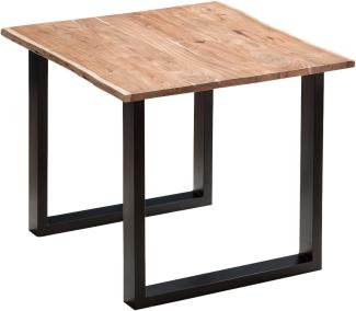 SAM Esszimmertisch 80x80 cm Quinn, echte Baumkante, naturfarben, massiver Esstisch aus Akazienholz, Metallbeine Schwarz, Baumkantentisch