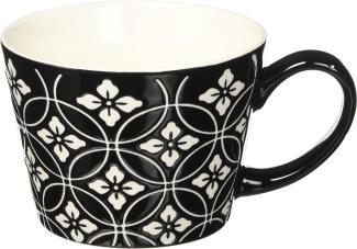 Excelsa Tasse & Co. Tasse Jumbo ml 415 Blume Rhombus, Porzellan, Schwarz, 11 x 11 x 8 cm