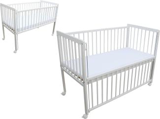 Micoland Kinderbett/Beistellbett/Babybett 2in1 120x60cm mit Matratze weiß