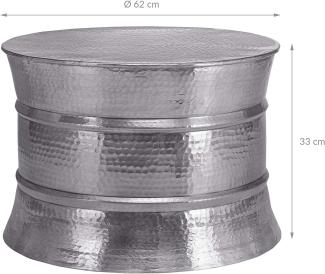 Couchtisch Ø 62x33 cm Silber aus Aluminium-Legierung in Hammerschlag-Technik WOMO-Design
