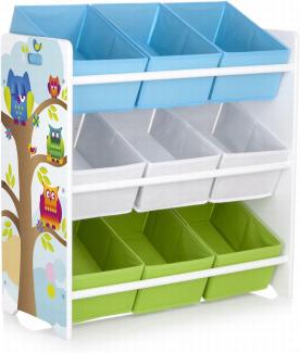 Holzregal ü³r Spielzeug - Eulen - mit 9 Schubladen, Organizer für Kinder