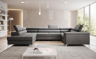 Designer Sofa Torino mit Schlaf- und Klappfunktion Samt Grau Links