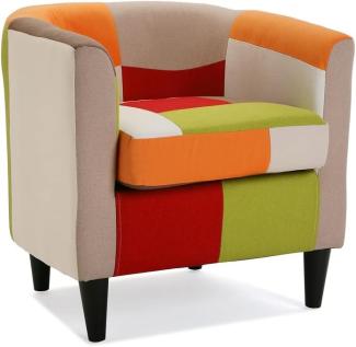 Versa Red Patchwork Sessel für Wohnzimmer, Schlafzimmer oder Esszimmer, bequemer und Anderer Sessel, mit Armlehnen, Maßnahmen (H x L x B) 56 x 62 x 64 cm, Baumwolle und Holz, Farbe: Rot
