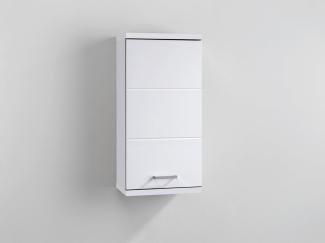 HOMEXPERTS Badezimmer Wandschrank NUSA / Moderner Badhängeschrank in Hochglanz Weiß lackiert / mit silbernem Türgriff / rechtsseitiger Türanschlag / 35. 5 x 24. 5 x 73 cm (B x T x H)