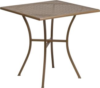 Flash Furniture Oia Commercial Grade Outdoor Steel Patio Table, Metal, Gold, 28" Square
