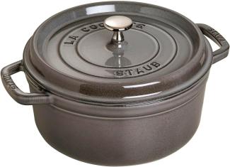 Staub La Cocotte 26cm rund Graphit-grau, Gusseisen Auflaufformen + Bräter