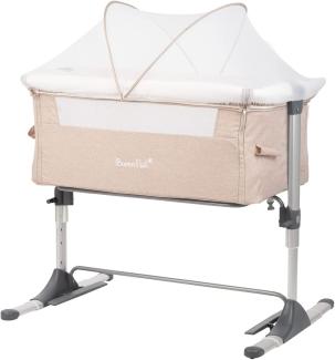 Kikkaboo Beistellbett Bonne Nuit, verstellbar, eine Seite zum Öffnen, 2 Räder beige