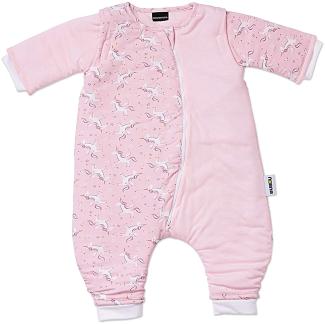 Gesslein 751130 Bubou Babyschlafsack mit Beinen und abnehmbaren Ärmeln: Temperaturregulierender Ganzjahreschlafsack, Baby Größe 70 cm, rosa Einhorn