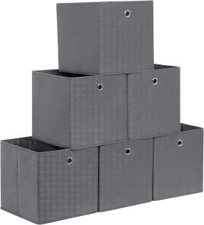 SONGMICS Aufbewahrungsboxen, 6er Set, Stoffboxen, Faltboxen aus Vliesstoff, Würfel, Aufbewahrungskörbe, für Spielzeug und Kleidung, grau RFB02G-3