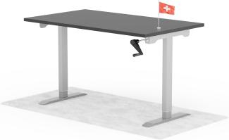 manuell höhenverstellbarer Schreibtisch EASY 140 x 80 cm - Gestell Grau, Platte Anthrazit