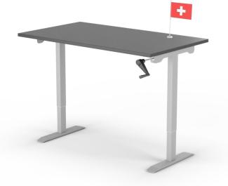 manuell höhenverstellbarer Schreibtisch EASY 140 x 80 cm - Gestell Grau, Platte Anthrazit