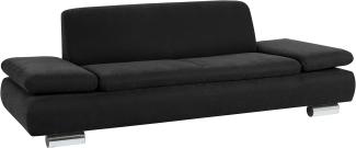 Terrence Sofa 2,5-Sitzer Veloursstoff Schwarz Metallfüße verchromt