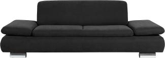 Terrence Sofa 2,5-Sitzer Veloursstoff Schwarz Metallfüße verchromt